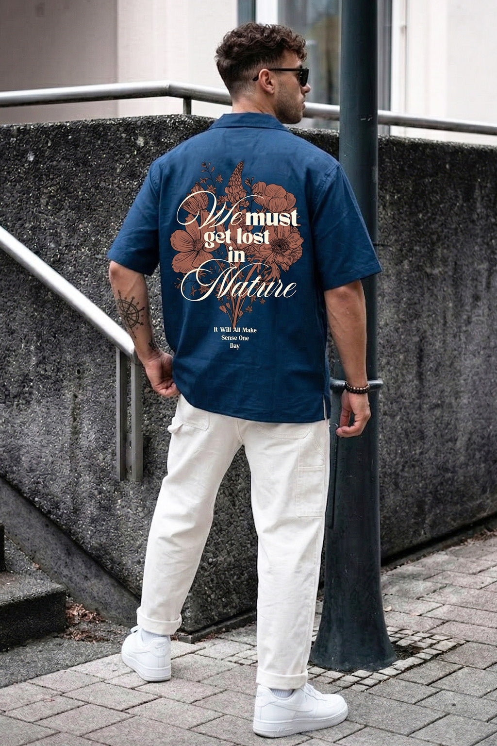 Nature Navy Oversized Printed Exclusive Shirt