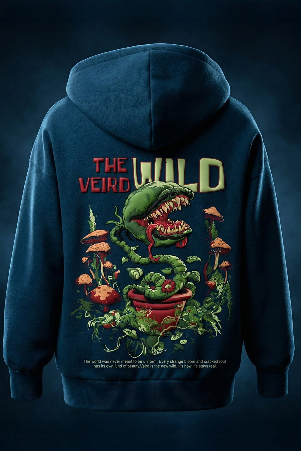 Veirdo Wild Moroccan Blue Oversized Puff Printed Exclusive Hoodie