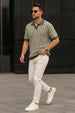 Signature Olive Green Flatknit Textured Boxy Fit Exclusive Polo T-Shirt