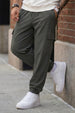 Charcoal Grey Solid Baggy Fit Cargo Joggers