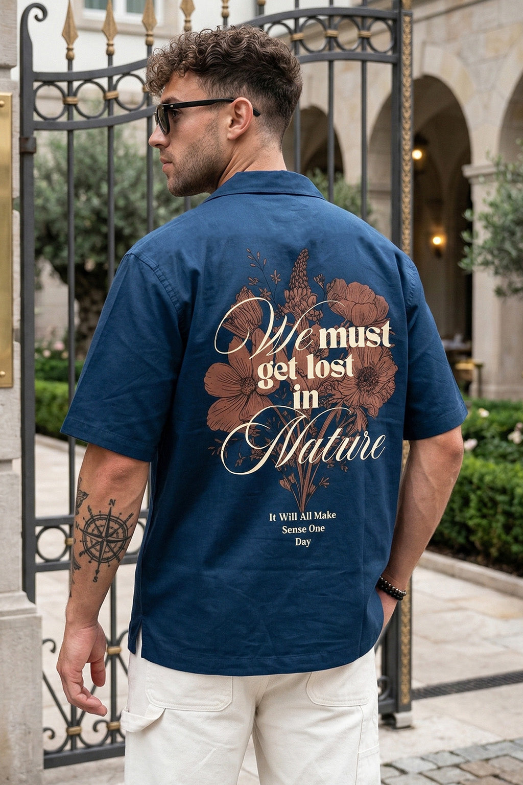 Nature Navy Oversized Printed Exclusive Shirt