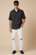 Black Plain Regular Fit Half Sleeve Single Pocket Exclusive Shirt