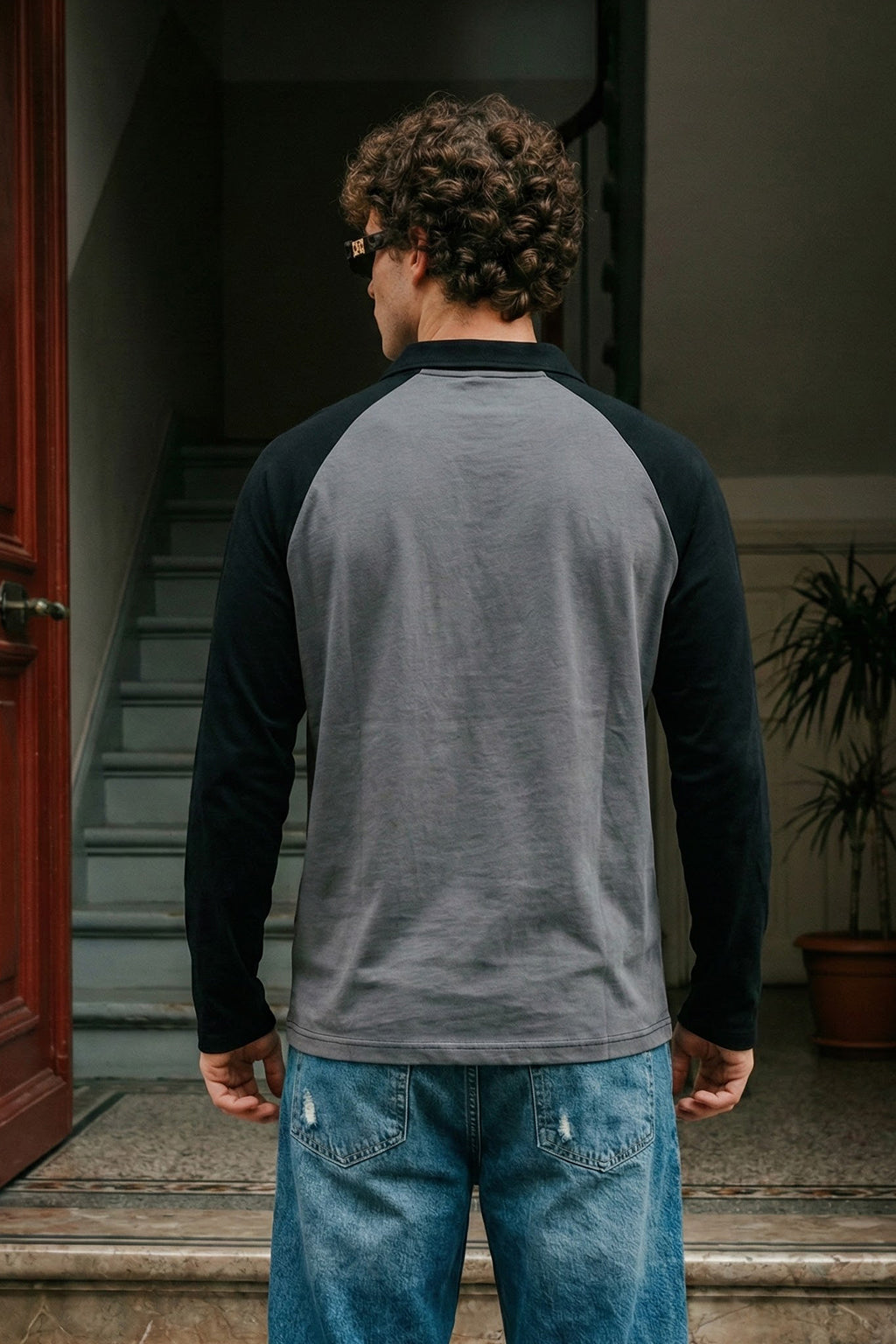 Los Angeles Grey Oversized Full Sleeve Exclusive Polo T-shirt