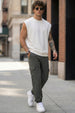 Charcoal Grey Solid Baggy Fit Cargo Joggers