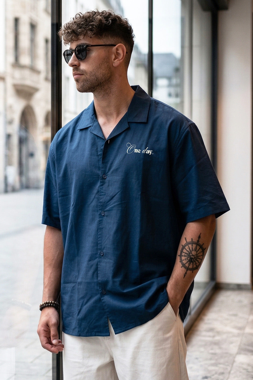 Nature Navy Oversized Printed Exclusive Shirt