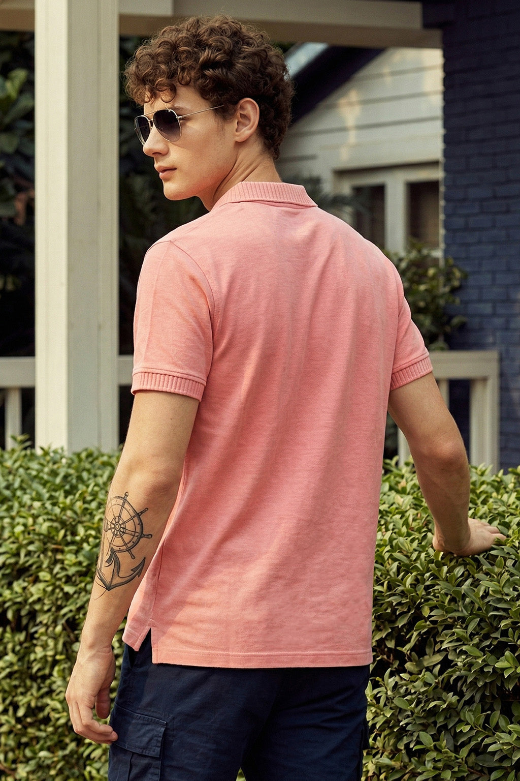 Veirdo Pink Rib Collar Economic Regular Fit Pique Polo