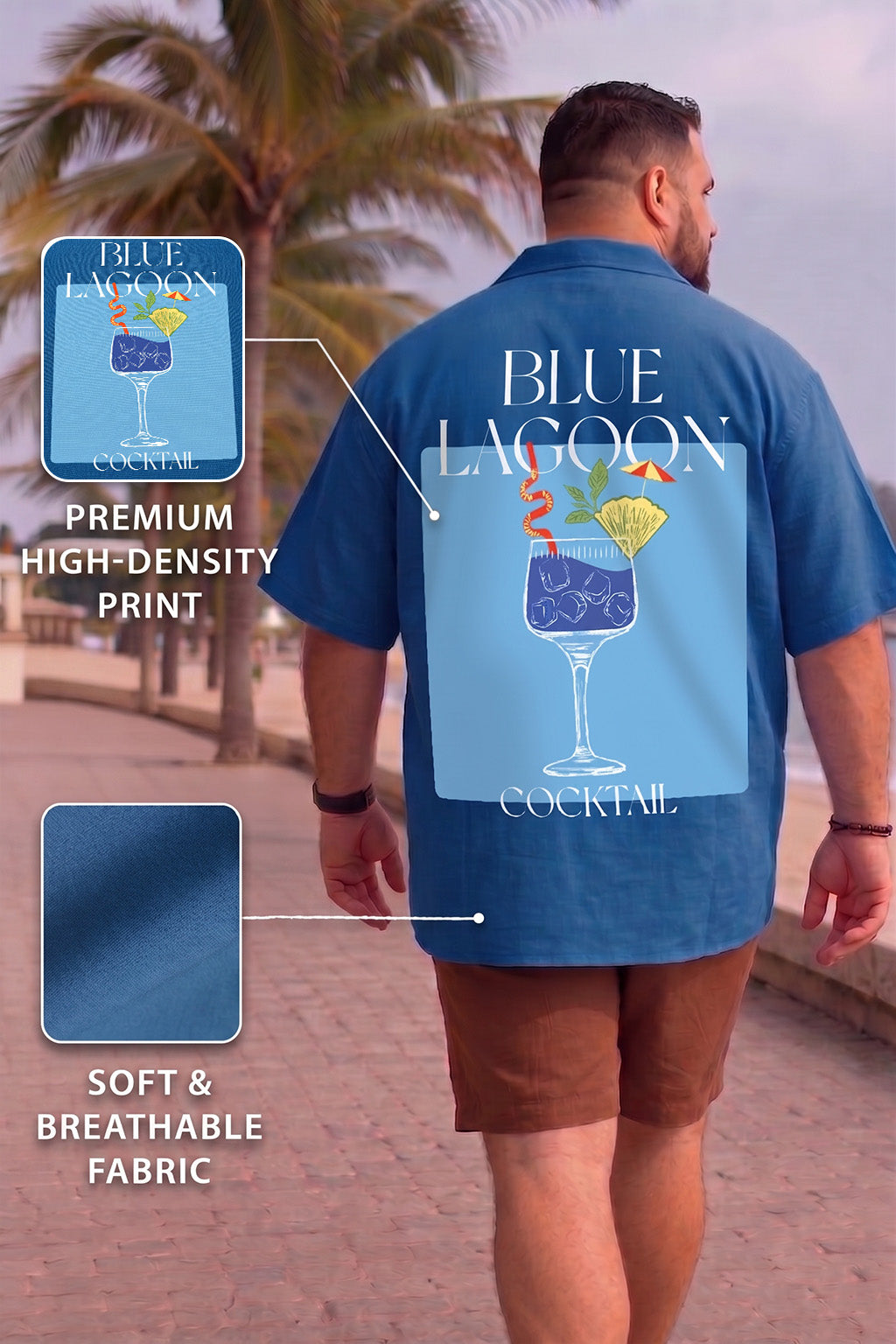 Blue Lagoon Blue Plus Size Printed Exclusive Shirt