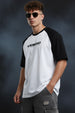 White-Black Raglan Oversized Typography Printed T-shirt