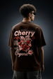 Cherry Brown Oversized Puff Printed Exclusive T-shirt