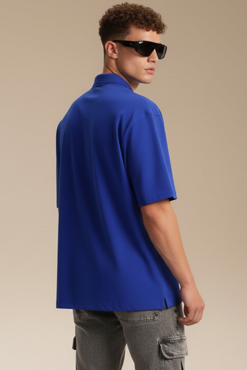 Introvert Blue Oversized Polo T-shirt – Veirdo