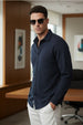 Navy Plain Regular Fit Single Pocket Full Sleeve Exclusive Shirt