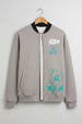 Grey Back Graphic Printed Varsity Jacket