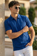 Navy Interlock Plain Regular Fit Zipper Polo T-shirt