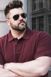 Maroon Pique Stripe Collar Plus Size Tipping Polo T-shirt