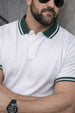 White Pique Stripe Collar Plus Size Tipping Polo T-shirt