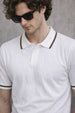 White Strriped Collar Flatknit Textured Regular Fit Exclusive Polo T-Shirt