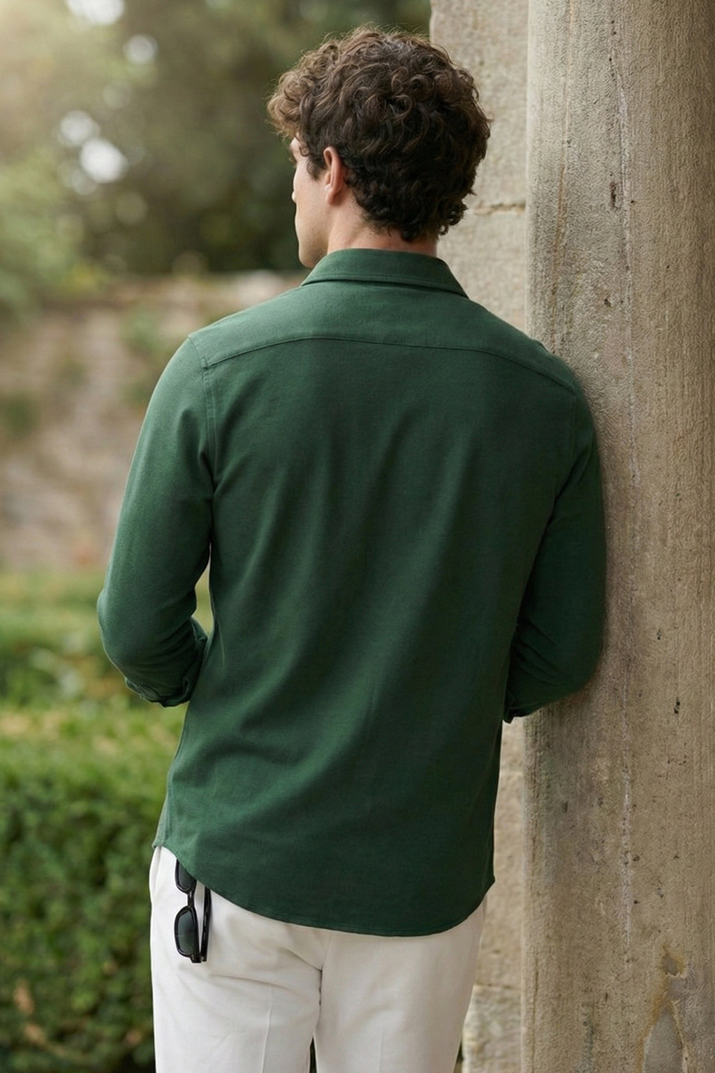 Green Plain Regular Fit Single Pocket Full Sleeve Exclusive Shirt