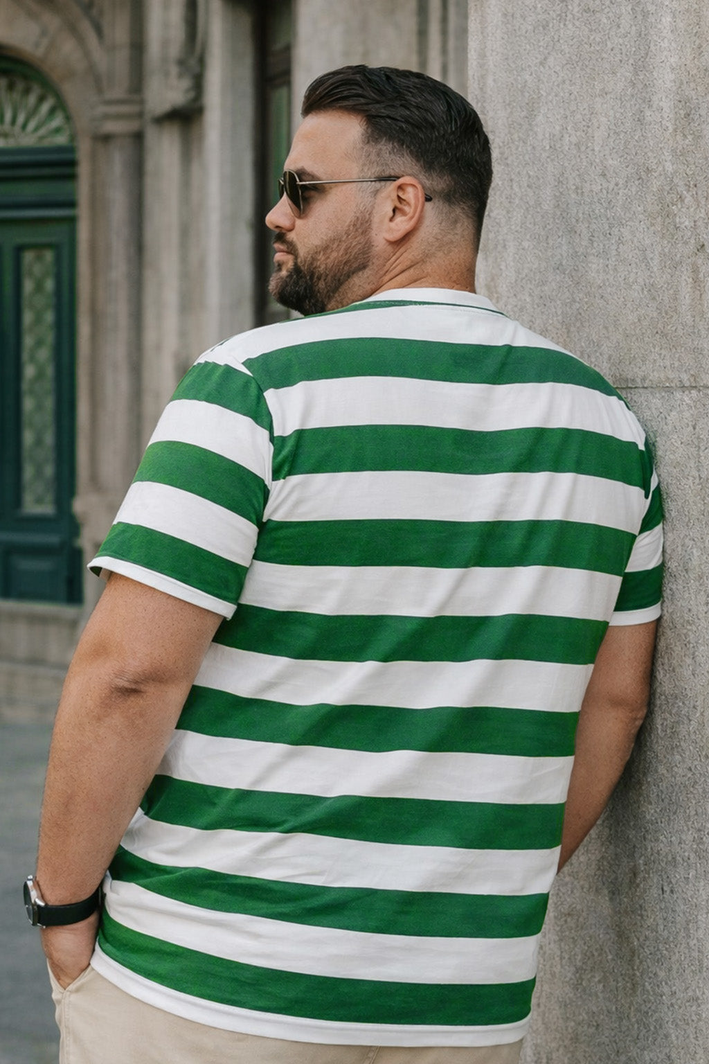 Heritage Stripe Green & White Plus Size T-shirt