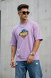 Doodle Lilac Oversized Back Graphic Printed T-shirt