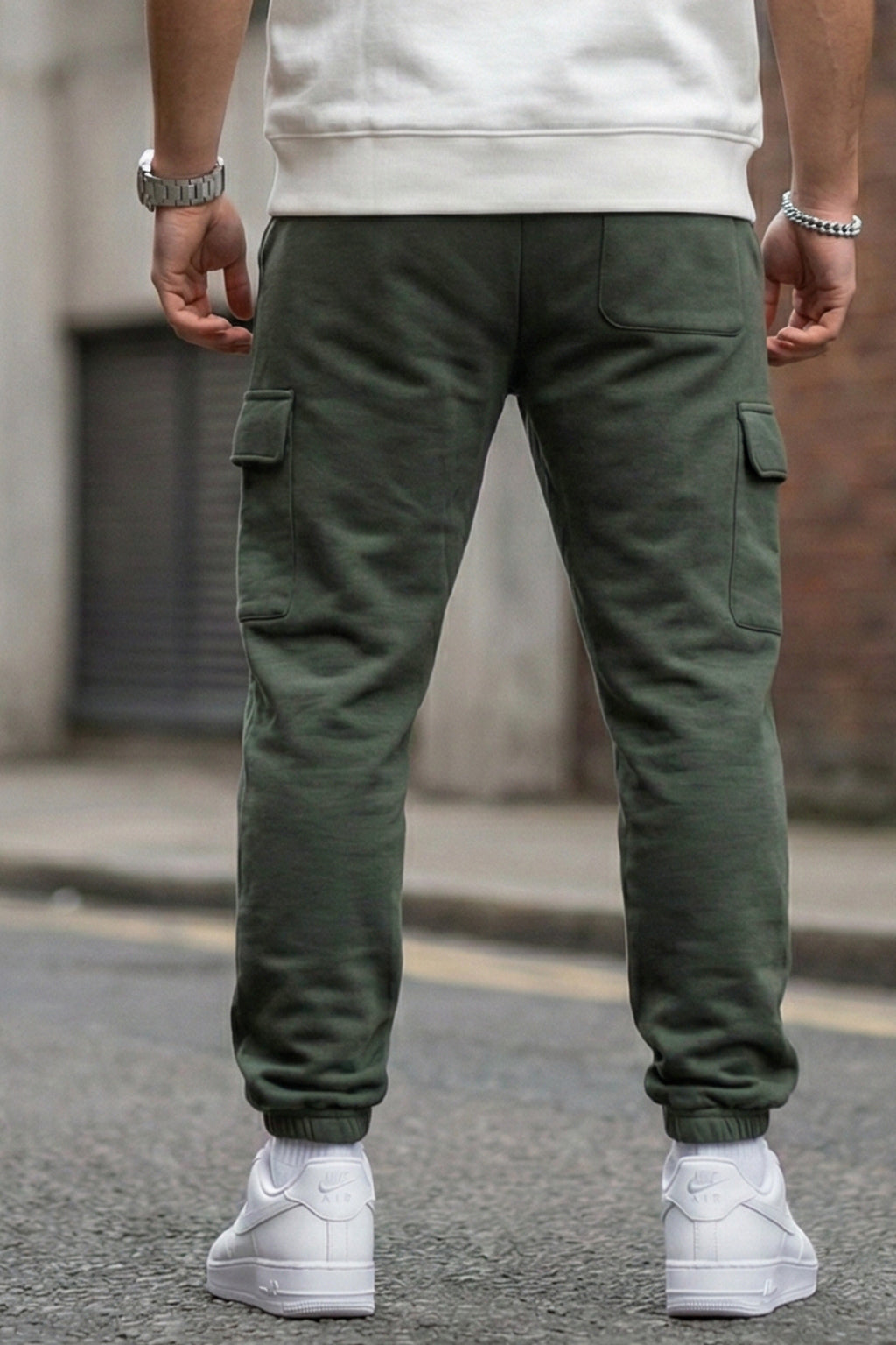 Grey Solid Baggy Fit Cargo Joggers