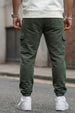 Grey Solid Baggy Fit Cargo Joggers