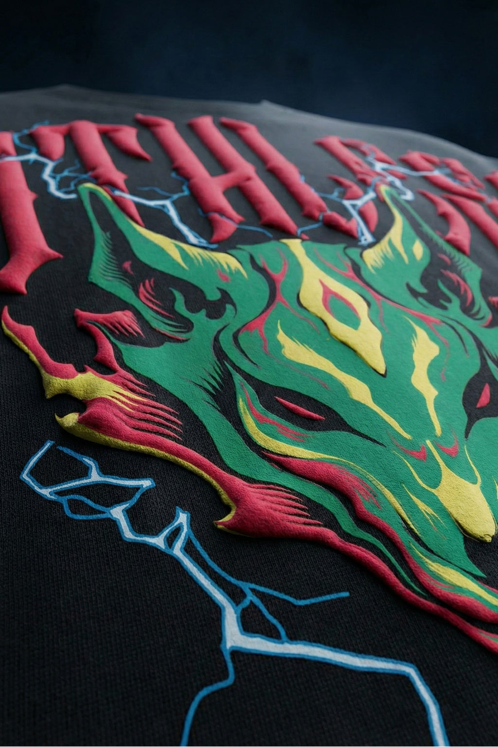 Ruthless Wolf Black 3D Puff Print Exclusive T-shirt Supreme Edition