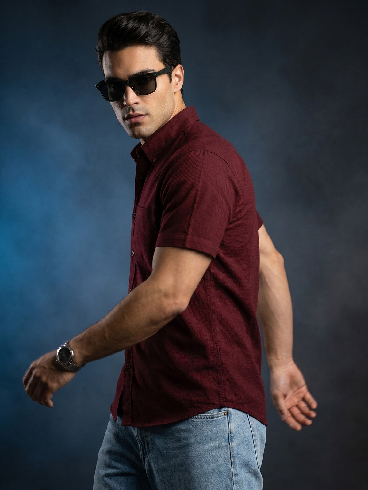 Maroon Plain Regular Fit Half Sleeve Single Pocket Exclusive Shirt
