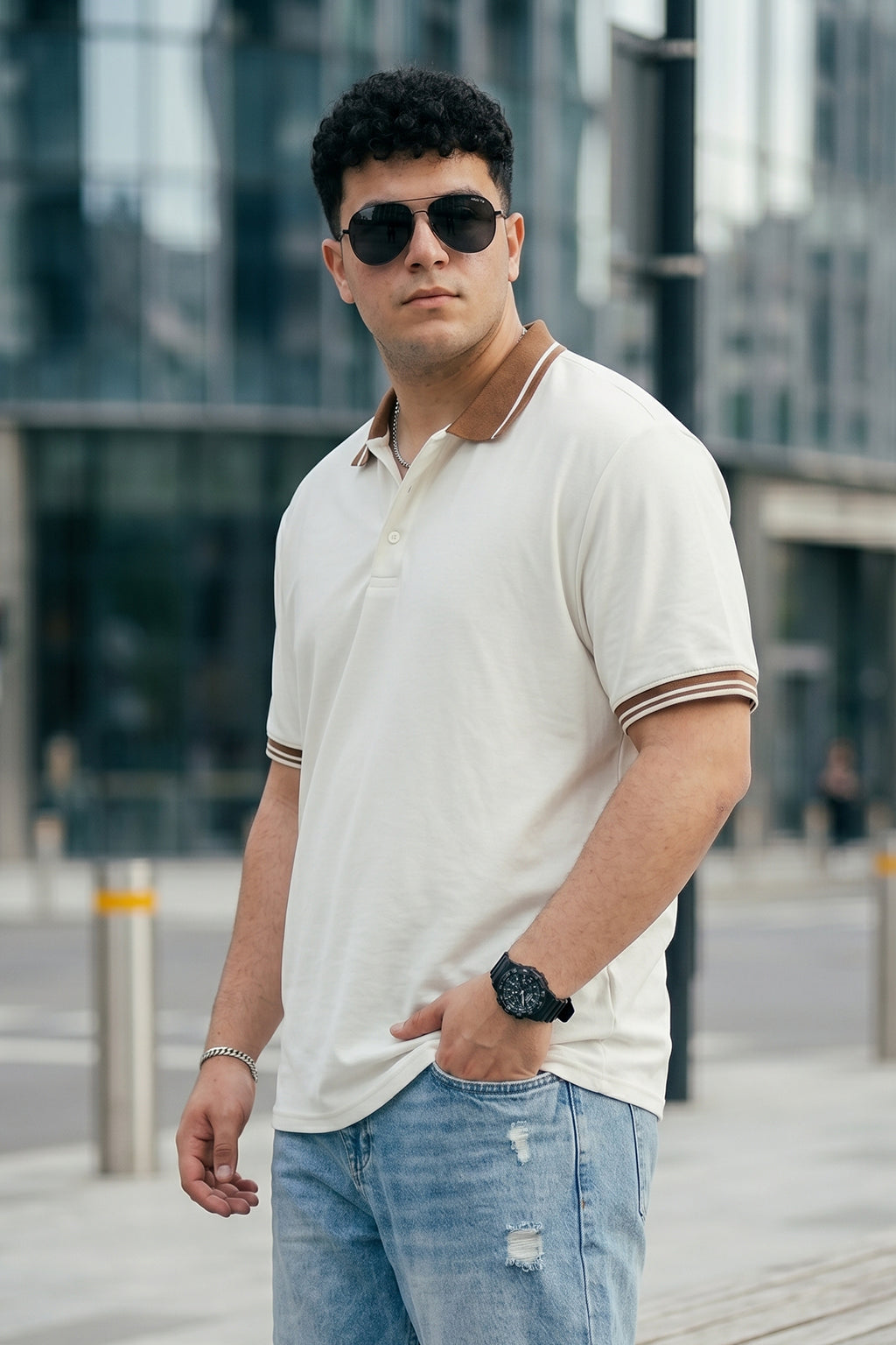 White Plus Size Polo T-shirt
