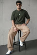 Beige Relaxed Fit Nylon Exclusive Utility Cargo Jogger