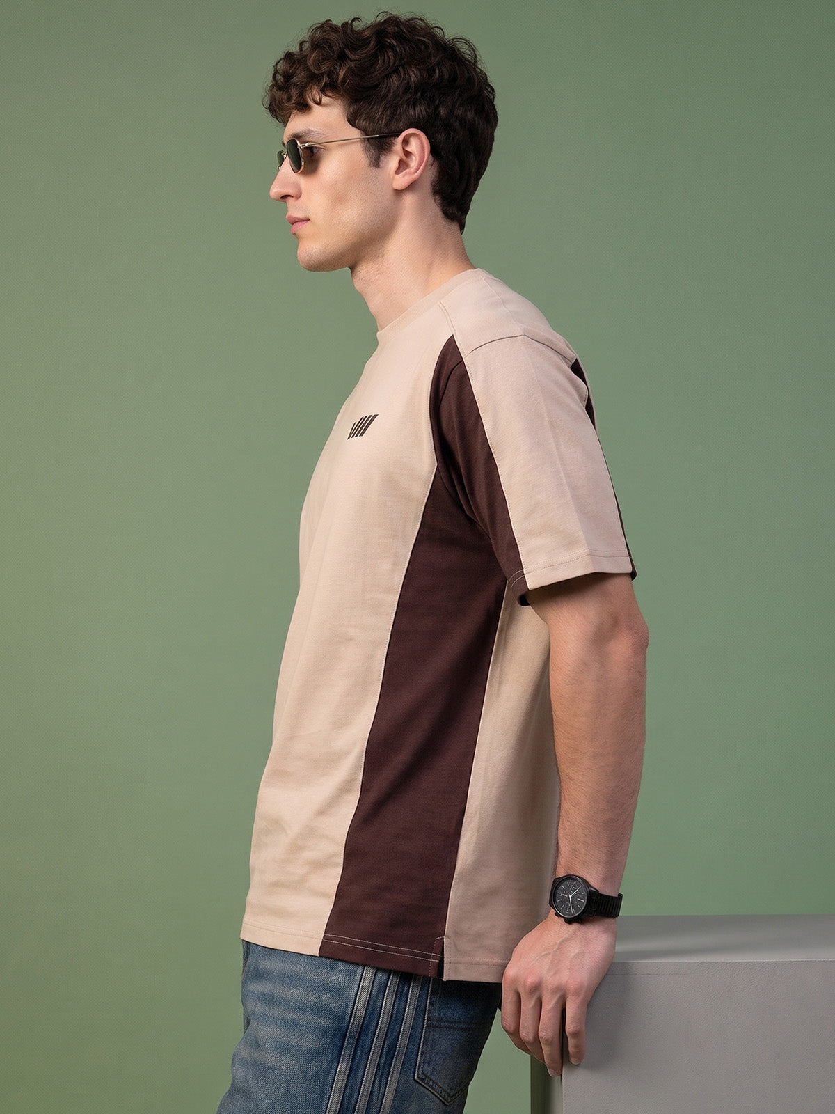 Mocha Drift Beige Oversized Graphic Printed T-shirt