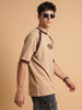 Veirdo Signature Raglan Beige Oversized Graphic Printed T-shirt