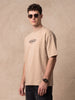 Veirdo Signature Beige Oversized Graphic Printed T-shirt