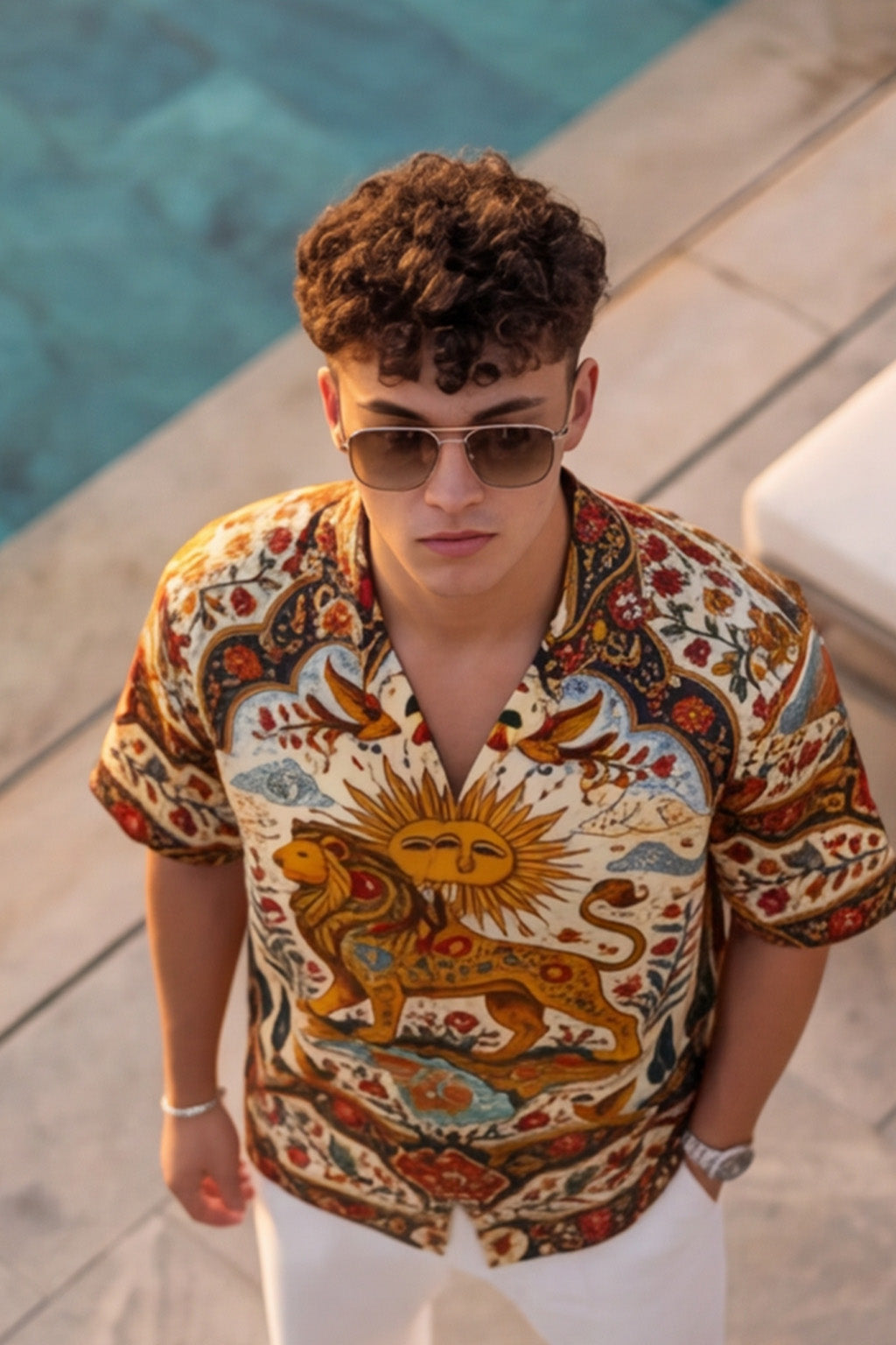 Majestic Sun Swanwhite All Over Print Oversized Exclusive Shirt