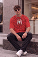 SpiderVerse Webline Red Oversized Printed T-Shirt