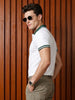 White Pique Stripe Collar Regular Fit Tipping Polo T-shirt