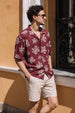 Crimson Petal Maroon All Over Printed Oversized Exclusive Shirt