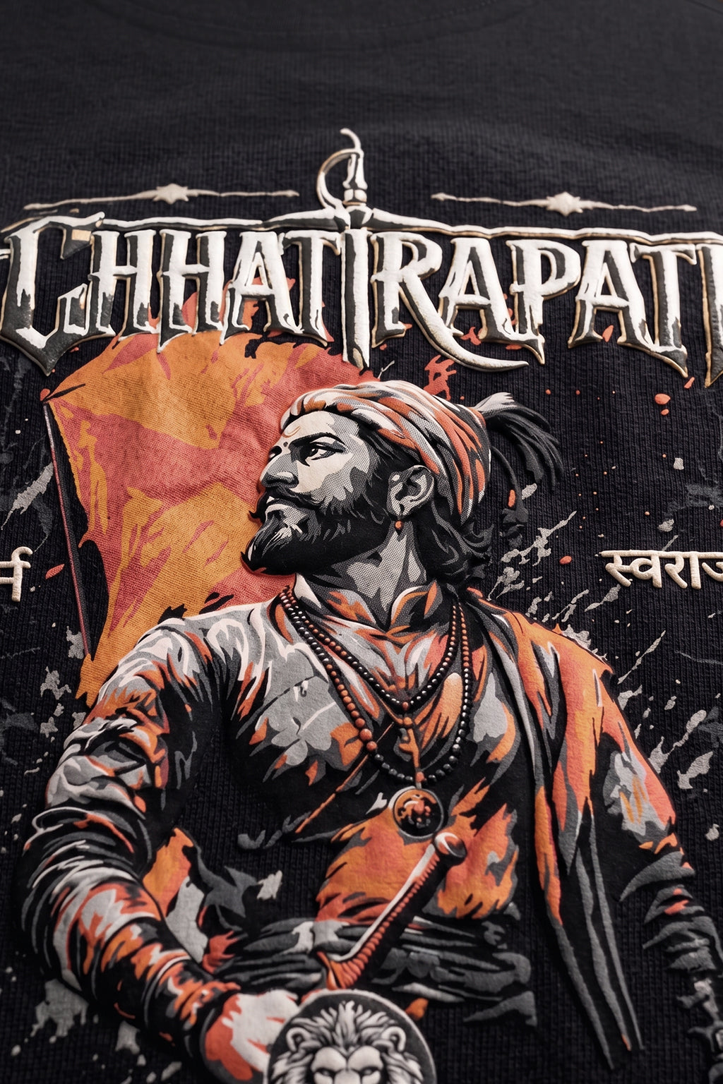 छत्रपति शिवाजी महाराज Black Puff Printed Exclusive T-shirt Epic Collection
