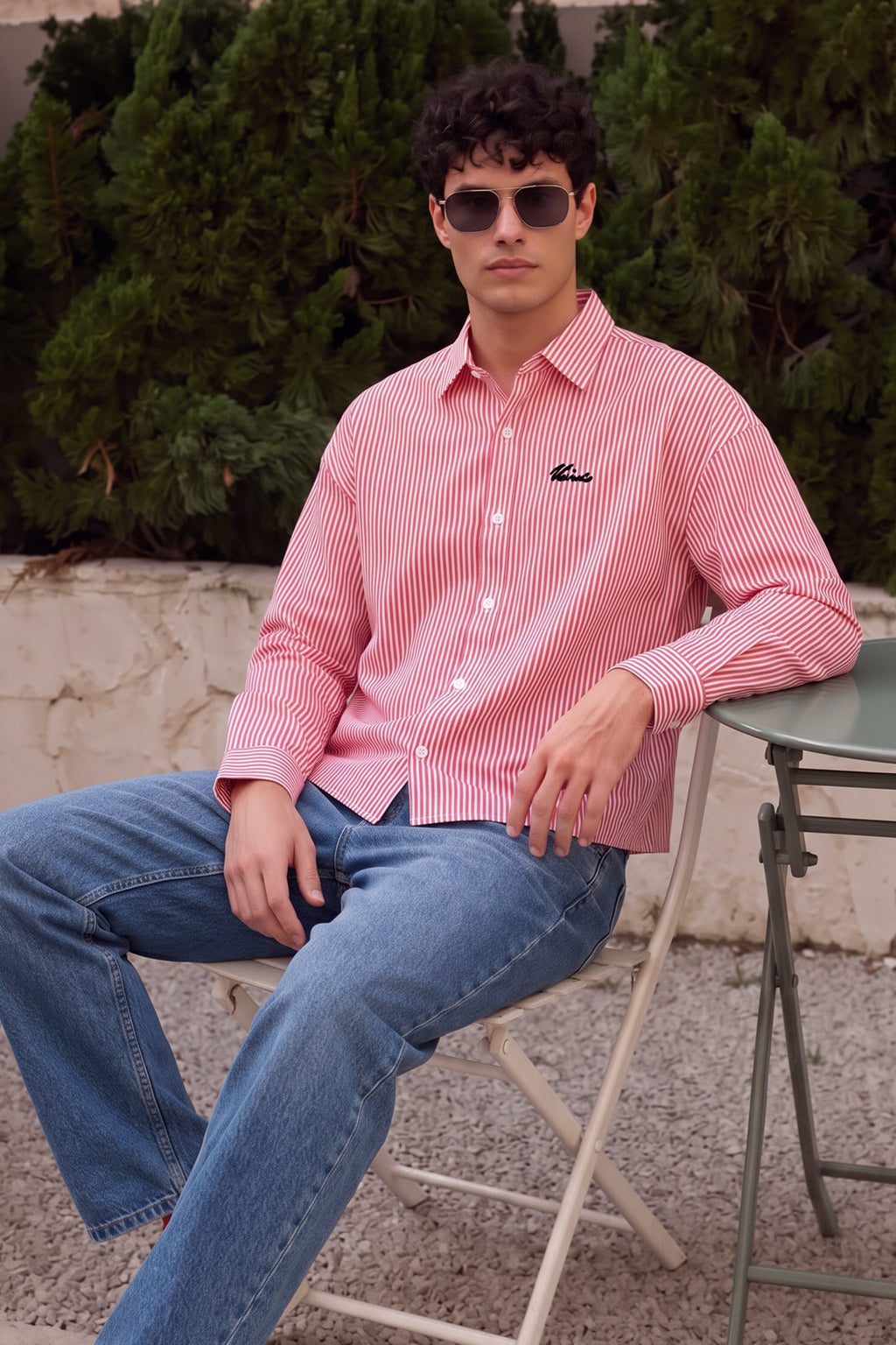 Crimson Stripe Red Boxy Fit Full sleeve Exclusive Shirt