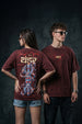 इंद्र थंडर Maroon Acid Washed Puff Printed Exclusive T-shirt Epic Collection For Women