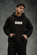 Fight The Limits Black Printed Graphic Patch Oversized Exclusive Hoodie
