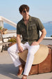 Olive Utility Twill Cropped Short-Sleeve Exclusive Shirt
