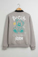 Grey Back Graphic Printed Varsity Jacket