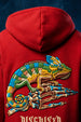 Disguised Red Oversized Puff Printed Exclusive Hoodie