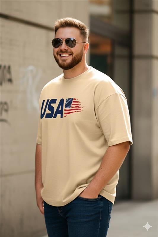 USA Swanwhite Graphic Printed Plus Size T-shirt