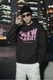 New Jersey Dark Grey Oversized Printed Hoodie