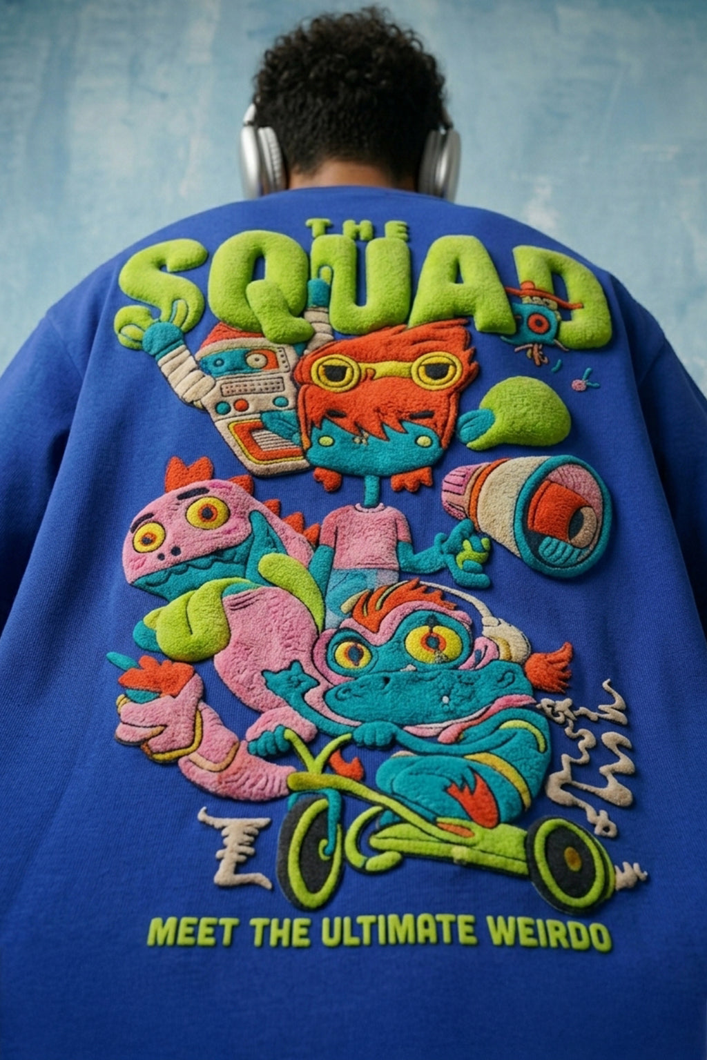 Squad Royal Blue Oversized Puff Printed Exclusive T-shirt