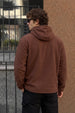 Veirdo Chocolate Oversized Plain Button-Neck Pullover Hoodie