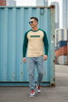 Veirdo Green & Swanwhite Raglan Full Sleeve Printed T-shirt