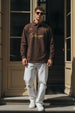Be Veirdo Brown Oversized Full Sleeve Exclusive Polo T-shirt