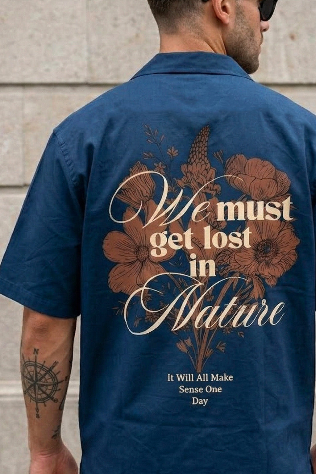 Nature Navy Oversized Printed Exclusive Shirt